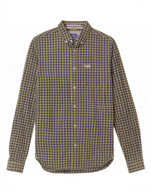 Camicia da uomo Superdry in cotone a quadri piccoli blu