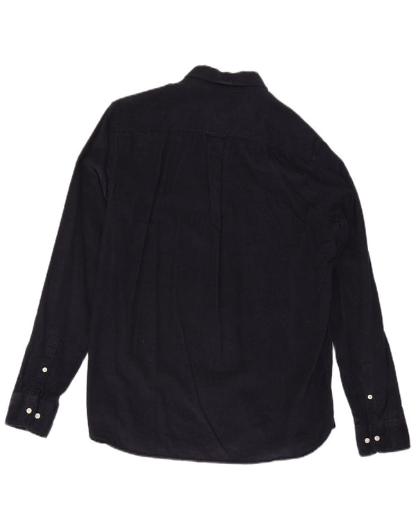 Camicia da uomo in velluto a coste Superdry grande in cotone blu navy