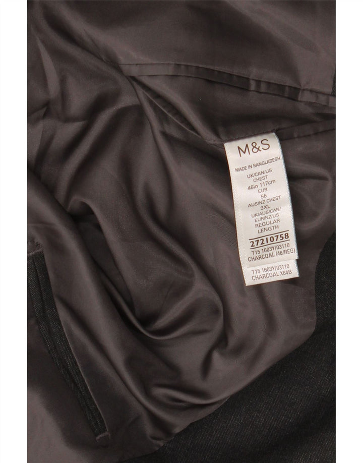 Giacca blazer a 2 bottoni Marks & Spencer da uomo UK 46 3XL poliestere grigio
