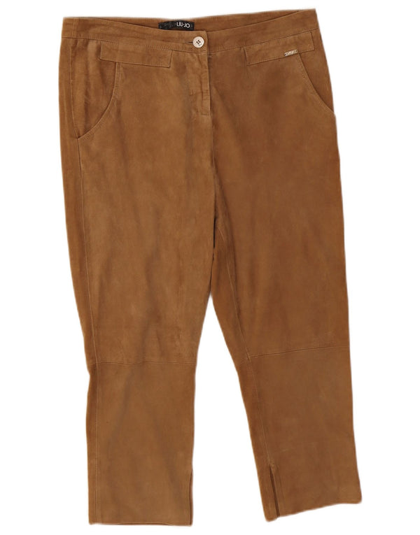 Pantaloni cropped in pelle scamosciata affusolati da donna LIU JO IT 42 medio W30 L19 Marrone