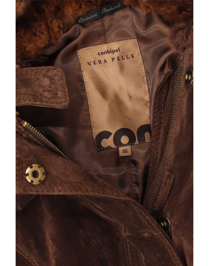 Giacca Donna Conbipel in Camoscio con Cappuccio IT 46 Large Pelle Marrone
