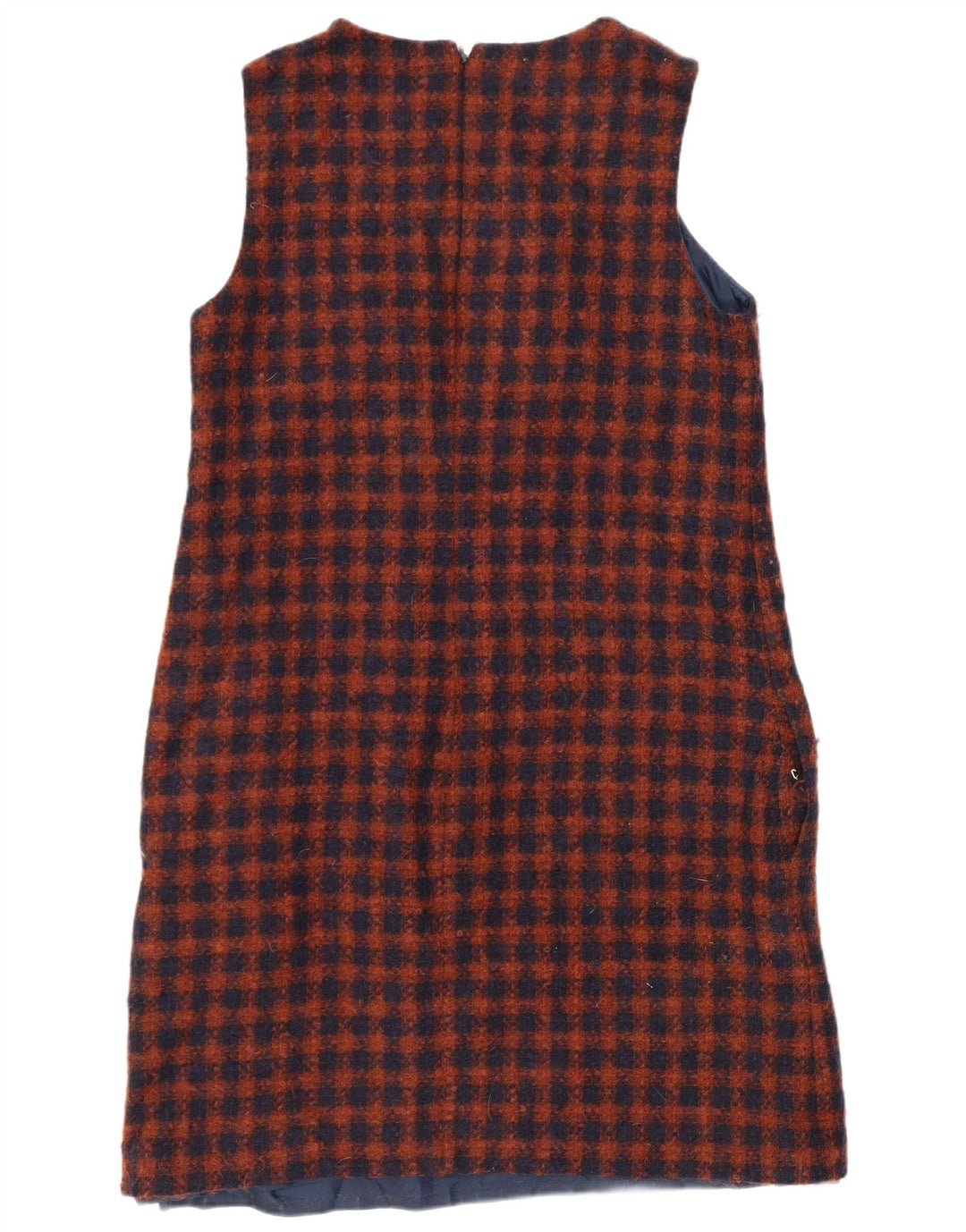Abito a trapezio senza maniche da donna Hobbs UK 12 medio in lana a quadri blu navy