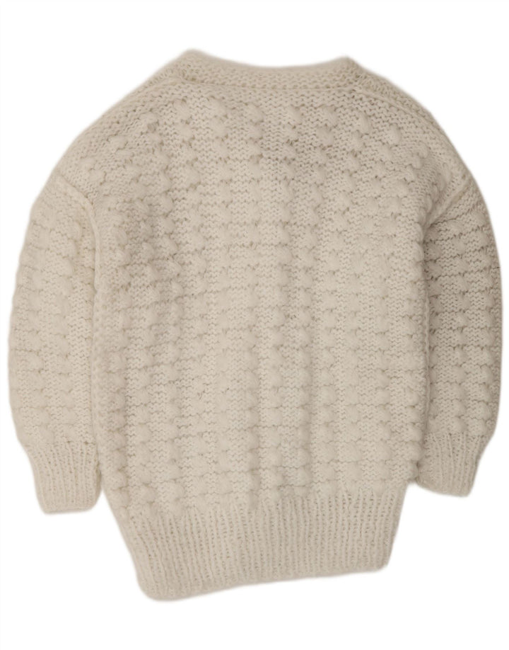 Maglione cardigan da donna VINTAGE UK 14 bianco medio