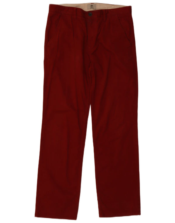 Timberland Mens Straight Chino Trousers W34 L31 Burgundy Cotton