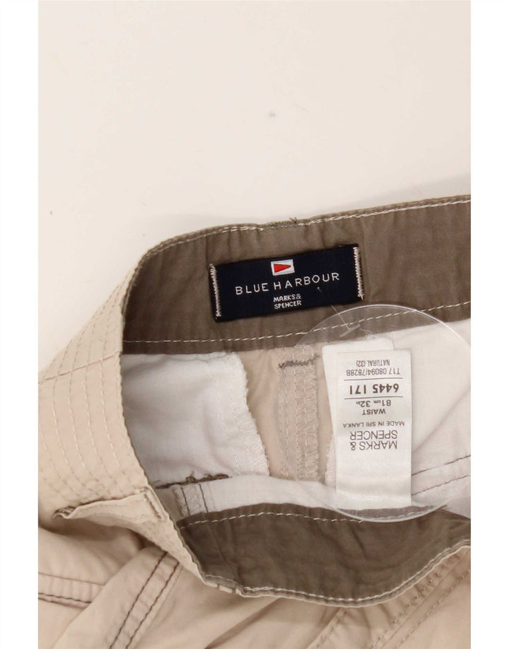 Pantaloncini cargo Marks & Spencer da donna Blue Harbour W32 grandi in cotone beige