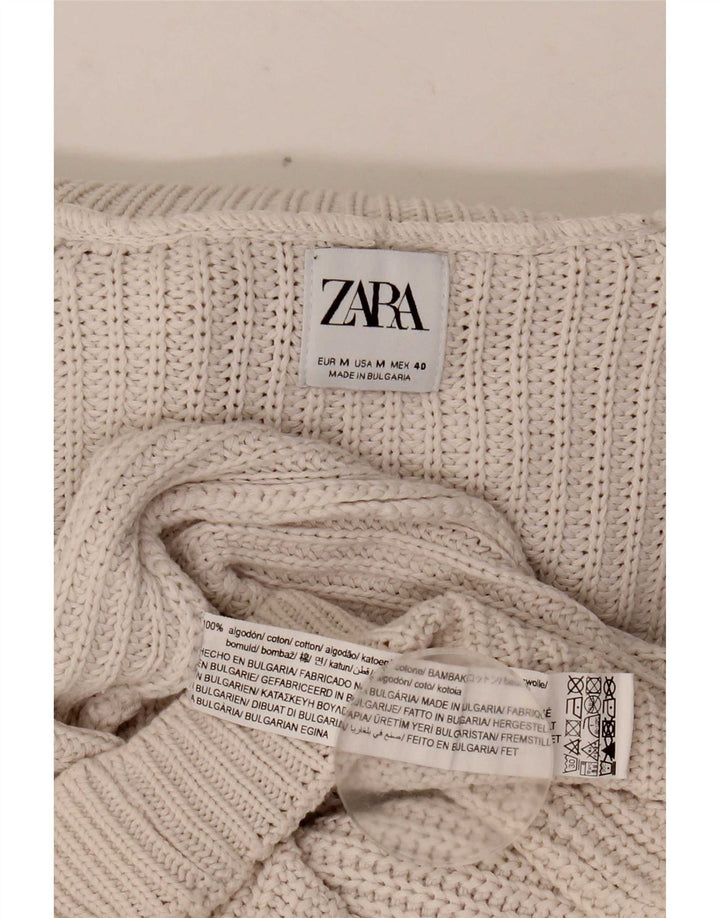 Maglione maglione collo alto da uomo Zara in cotone beige medio