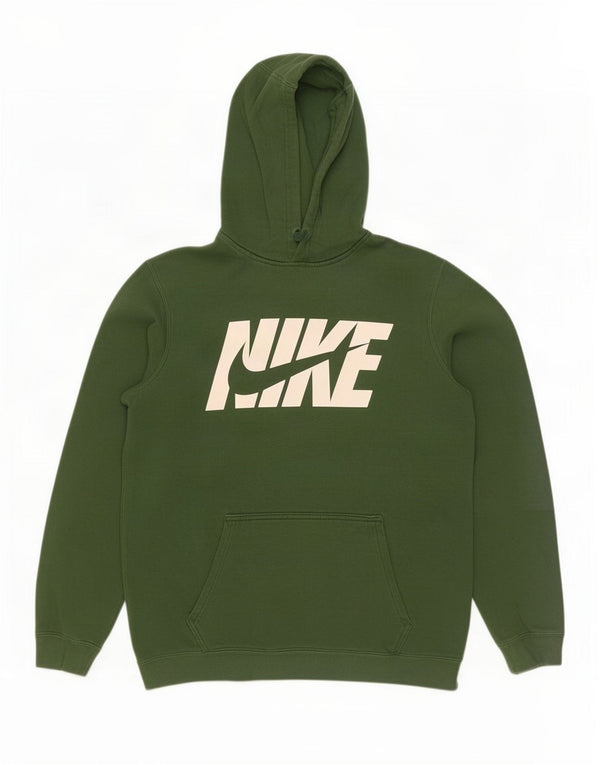 Felpa con cappuccio grafica Nike da uomo in cotone verde medio