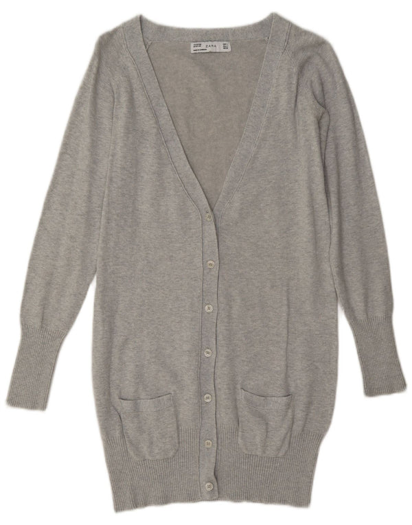 Maglione cardigan da donna Zara UK 10 piccolo cotone grigio