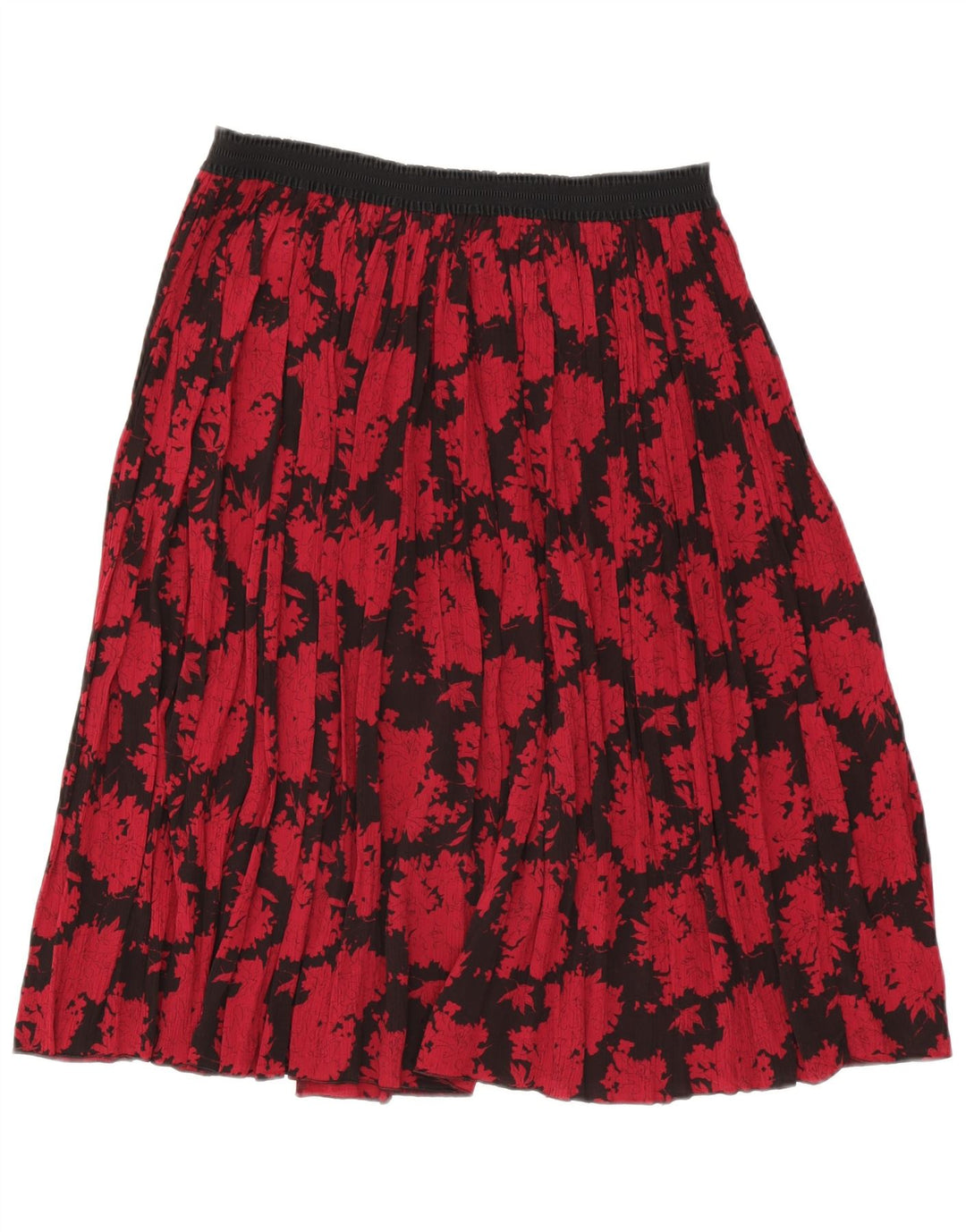 Gonna a trapezio da donna vintage W30 poliestere floreale rosso medio