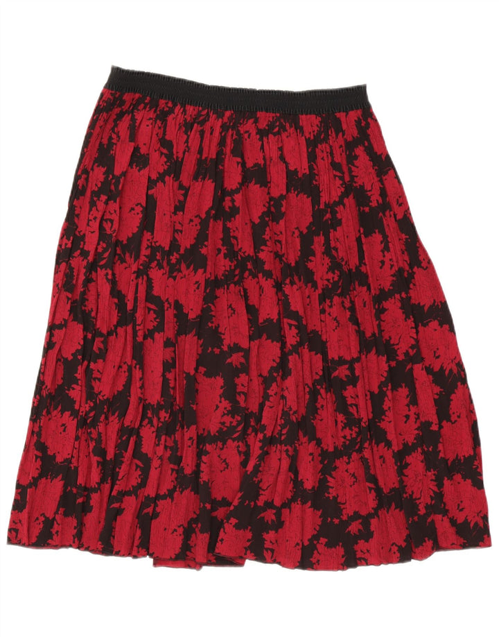 Gonna a trapezio da donna vintage W30 poliestere floreale rosso medio