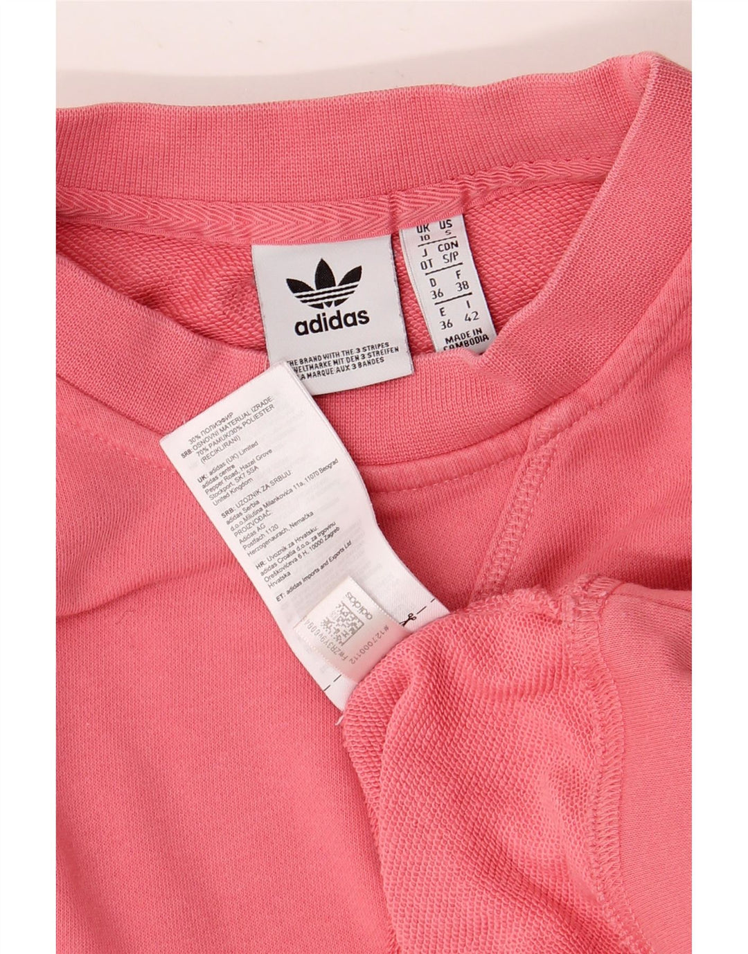Felpa oversize da donna ADIDAS UK 10 piccola in cotone rosa