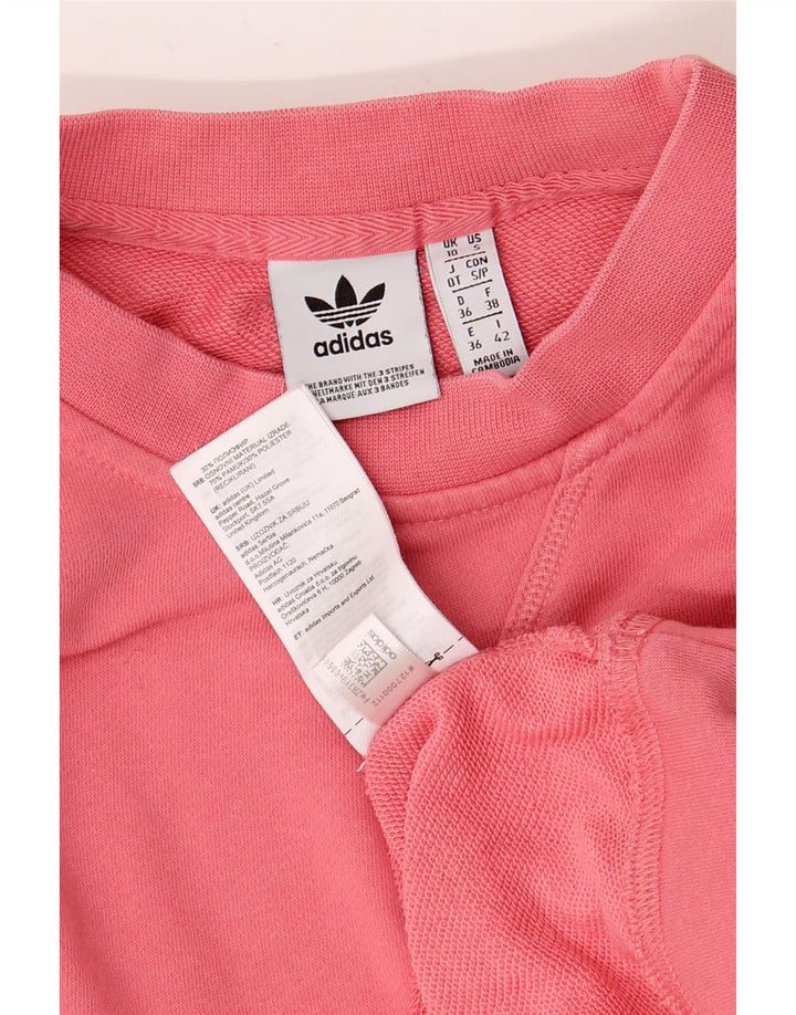 Felpa oversize da donna ADIDAS UK 10 piccola in cotone rosa