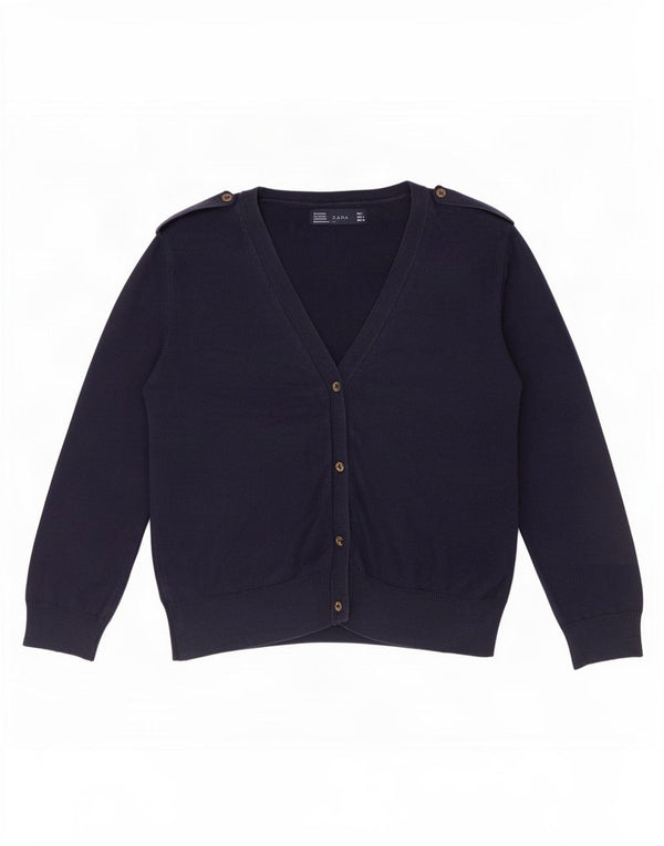 Maglione cardigan con maniche a 3/4 militari Zara da donna UK 14 grande blu navy