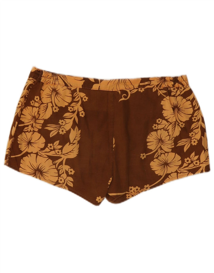 Pantaloni caldi vintage da donna W32 marrone medio floreale