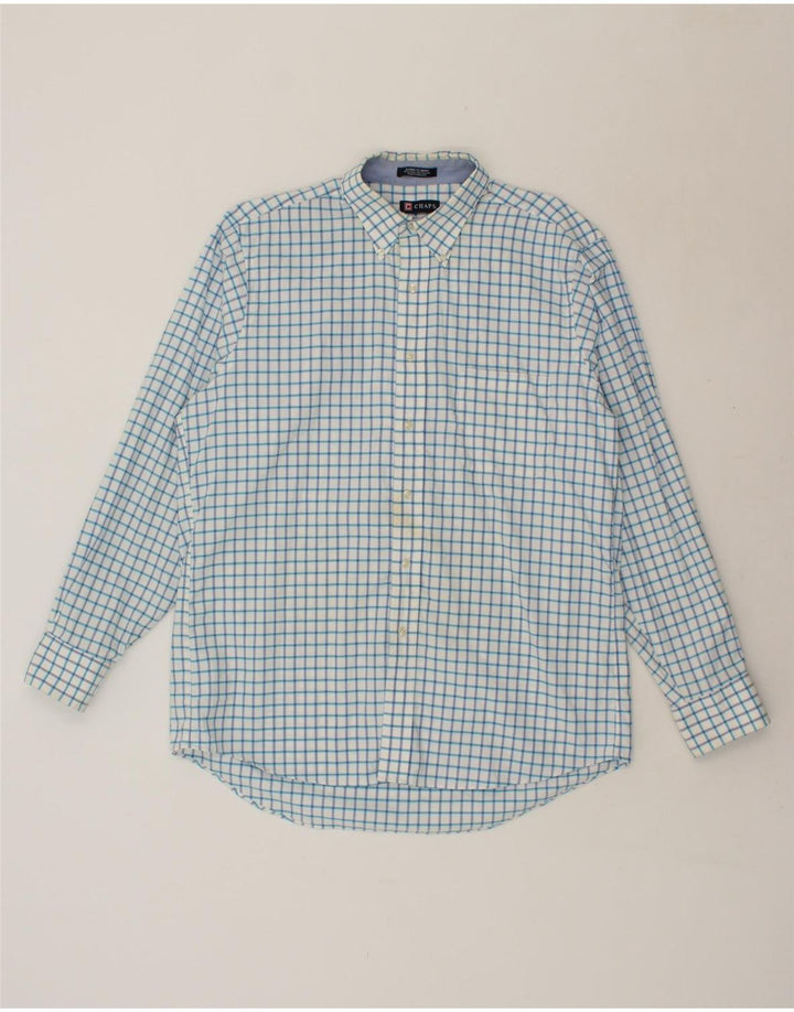 CHAPS Mens Classic Fit Shirt  Size 16 16 1/2 Large Blue Check Cotton Vintage Chaps and Second-Hand Chaps from Messina Hembry 