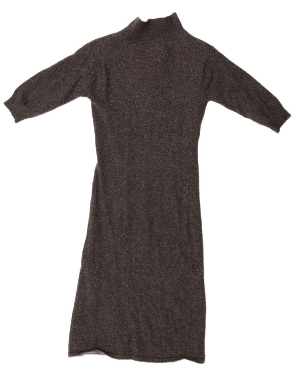 JIGSAW Abito maglione da donna con maniche a 3/4 UK 8 Small Lana d'agnello grigia