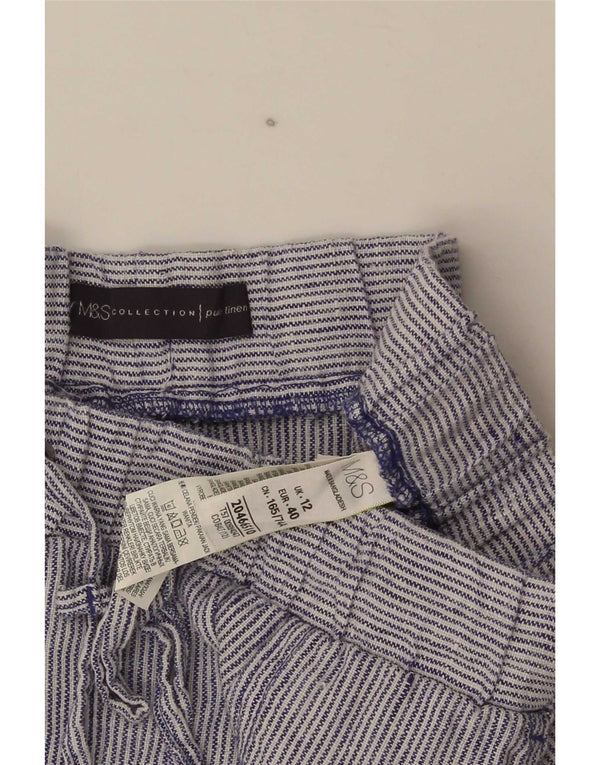 Pantaloncini chino da donna Marks & Spencer UK 12 medi W30 lino gessato blu
