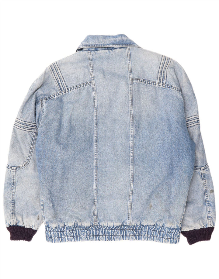 POP 84 Giacca da uomo in sherpa di jeans dal taglio ampio vintage UK 38 Cotone blu medio