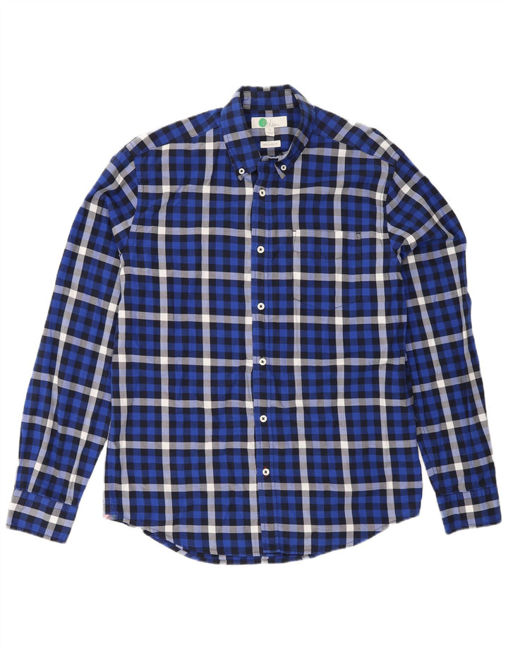 Camicia Boden da uomo in flanella vestibilità regolare in cotone a quadri blu medio