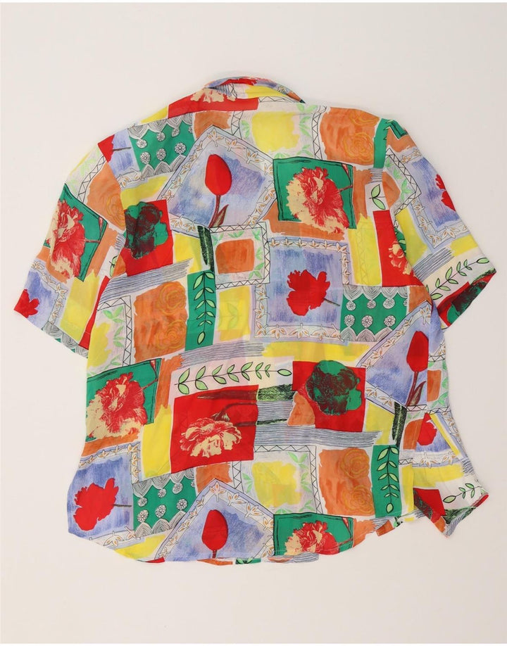 Camicetta a camicia lunga da donna vintage EU 40 Viscosa media multicolore