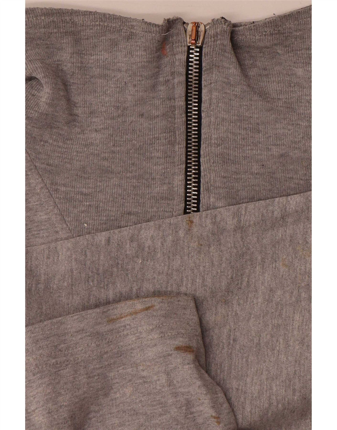 Champion Top da uomo con zip e collo a maniche lunghe in cotone grigio grande
