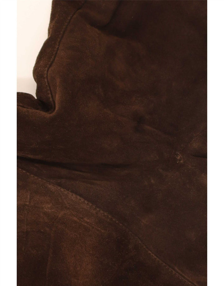 Giubbotto bomber vintage in pelle scamosciata Sherpa da uomo UK 36 piccolo marrone