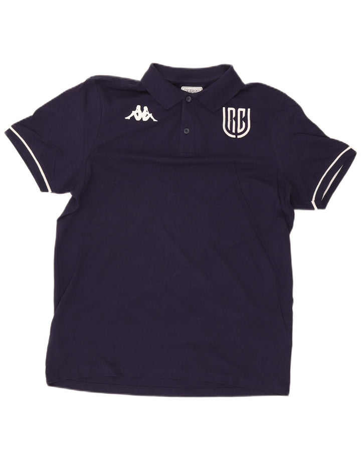 KAPPA Mens Graphic Polo Shirt Large Navy Blue Cotton