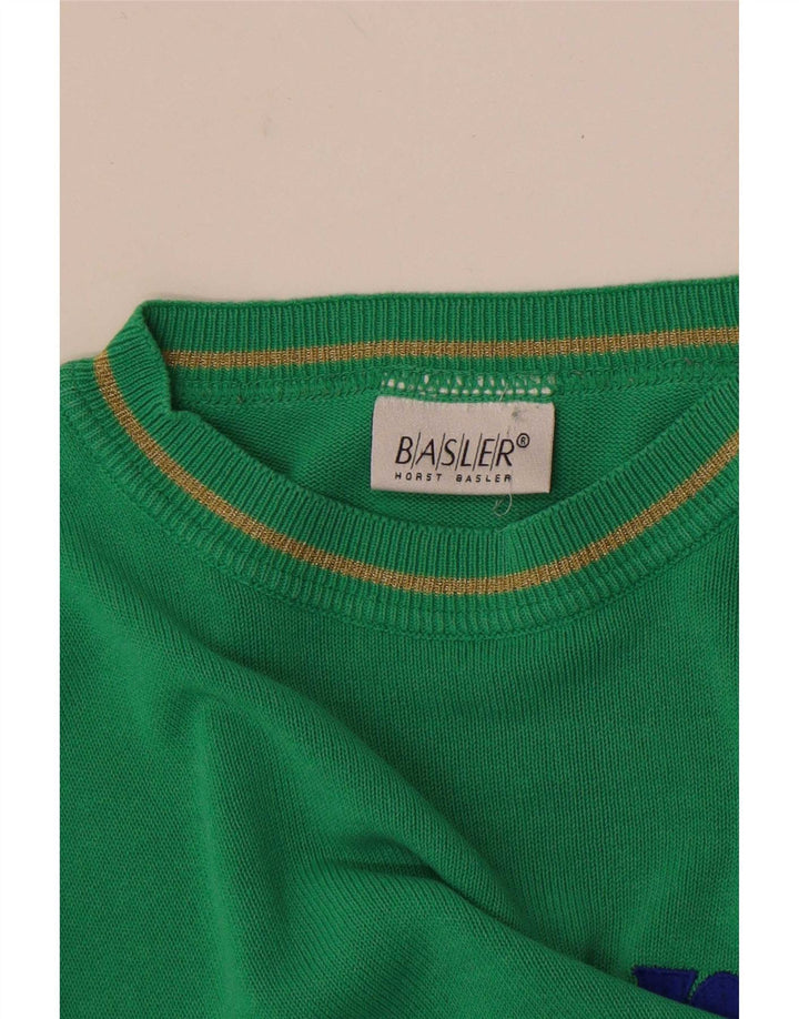 Maglione maglione girocollo con grafica da donna Basler UK 14 Verde medio