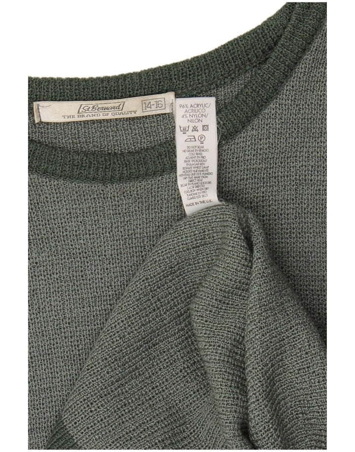 ST. BERNARD Womens Oversized Crew Neck Jumper Sweater UK 14/16 Large Green