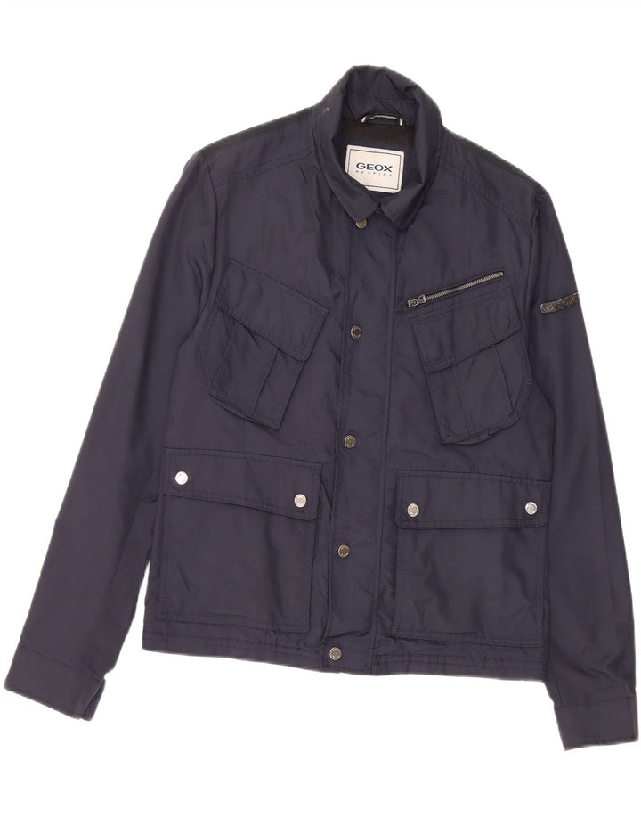 GEOX RESPIRA Giacca da uomo Utility UK 36 Small Blu Navy Poliammide