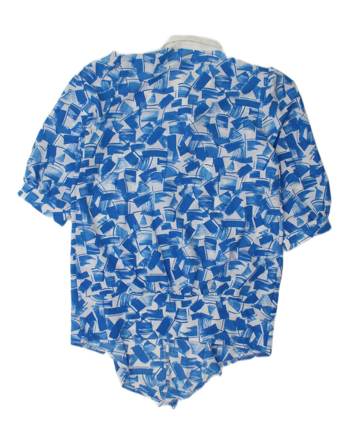 LIBRA Womens Front Tie Shirt Blouse US 10 Large Blue Geometric Polyester Vintage Libra and Second-Hand Libra from Messina Hembry 