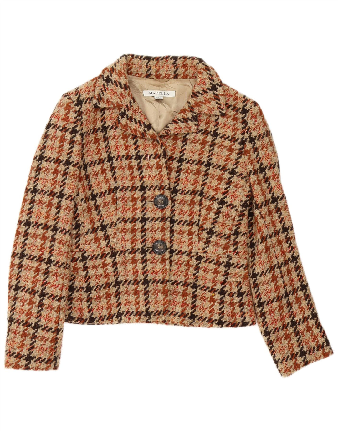 Giacca blazer da donna Marella UK 12 Pied de poule marrone medio classico