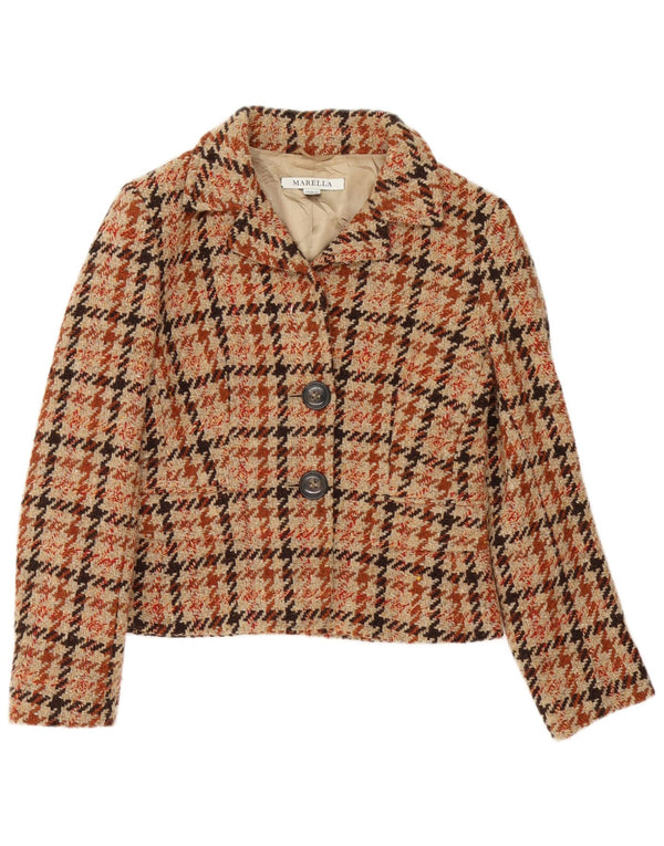Giacca blazer da donna Marella UK 12 Pied de poule marrone medio classico