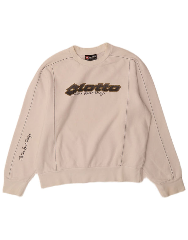 Felpa grafica da uomo Lotto Maglione UK 38/40 Cotone a righe bianche medie