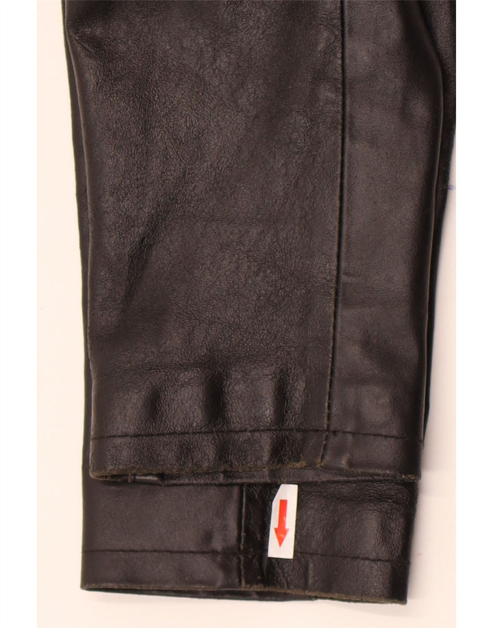 Giacca in pelle da donna vintage UK 14 in pelle nera media
