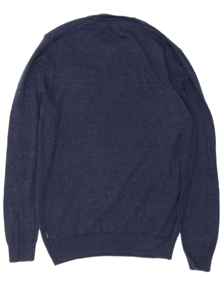 Maglione da uomo girocollo SUPERDRY in cotone screziato blu navy medio