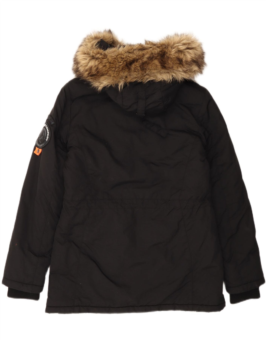 Giacca parka da donna con cappuccio Superdry UK 12 nylon nero medio