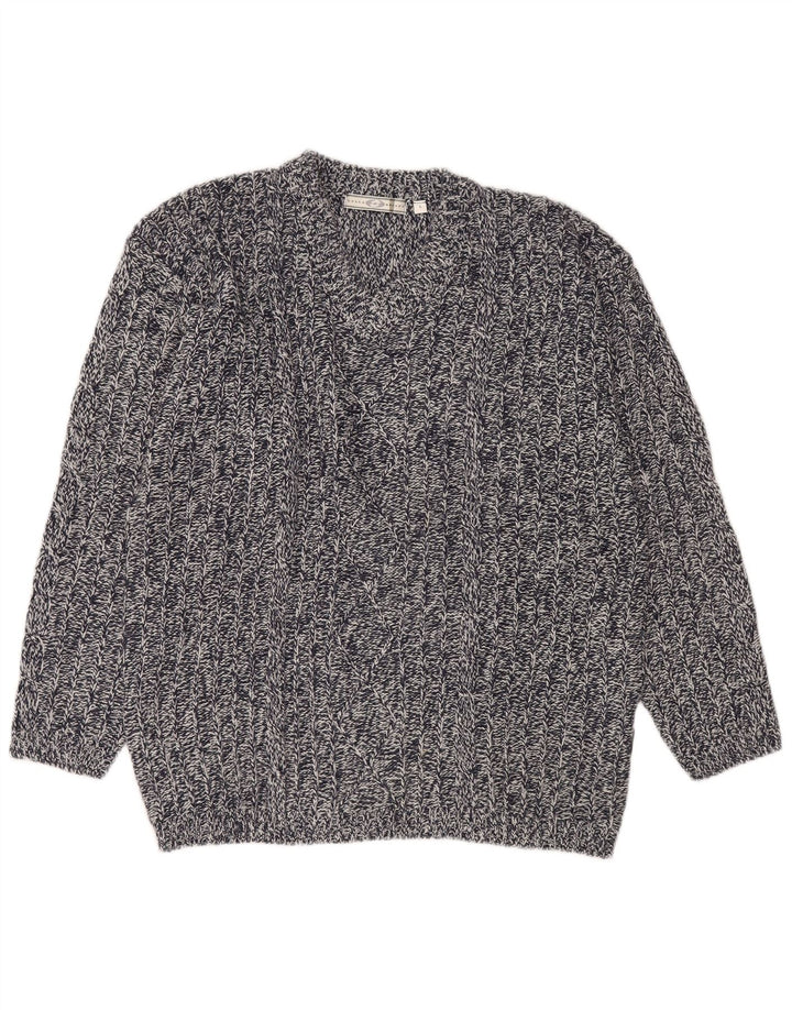 Maglione da uomo con scollo a V Lotto, grande, in acrilico screziato blu navy