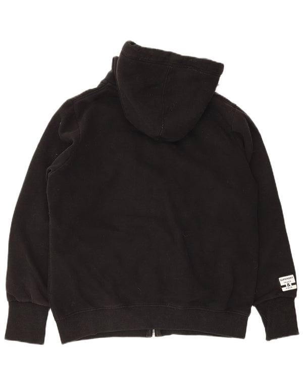 Maglione con cappuccio e zip grafica da donna Superdry UK 16 grande cotone nero