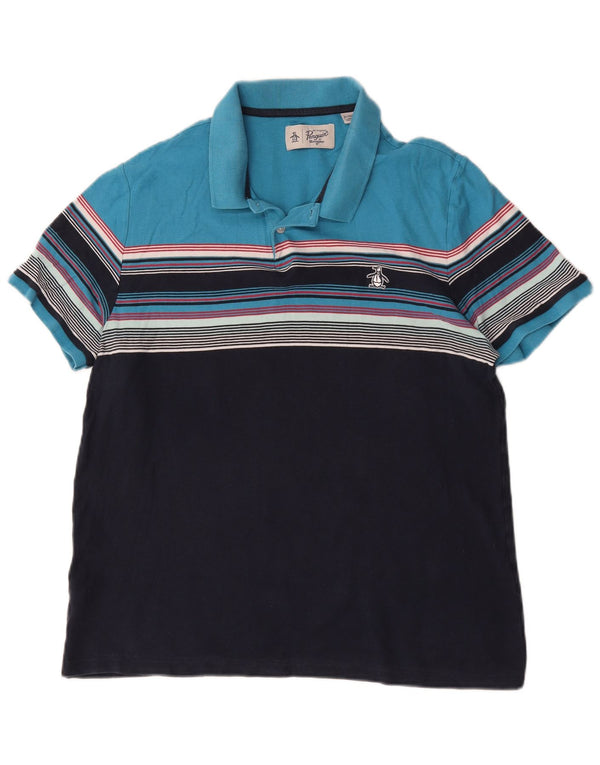 Polo da uomo Penguin XL in cotone color block blu navy