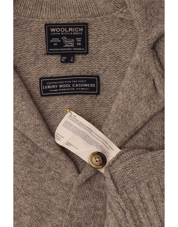 Maglione cardigan da uomo Woolrich in lana grigio medio