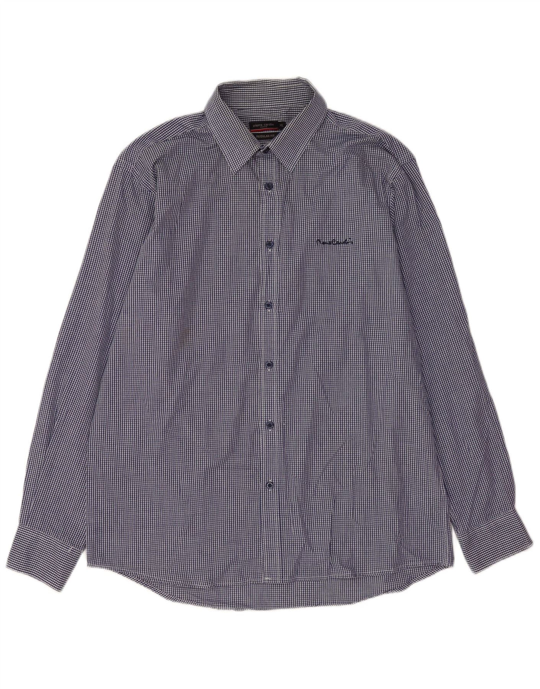 Camicia Pierre Cardin da uomo vestibilità regolare XL poliestere a quadretti blu navy