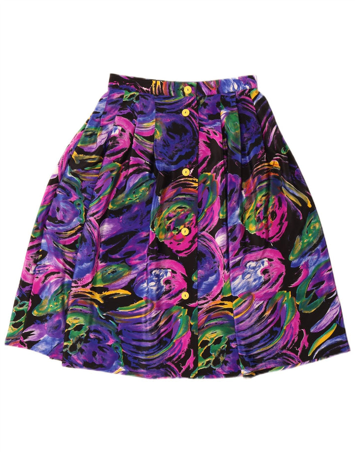 Gonna a pieghe vintage da donna W26 piccolo motivo floreale multicolore