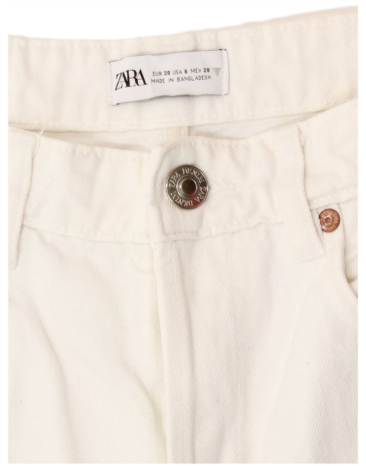 Jeans dritti da donna Zara EU 38 Small W28 L26 Cotone bianco