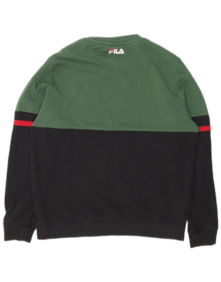 Fila Felpa grafica da uomo Maglione in cotone color block medio nero