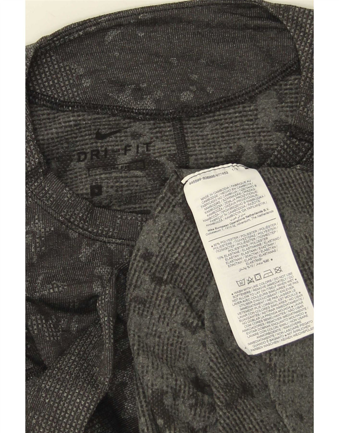 Nike Uomo Dri Fit Slim Fit Top a maniche lunghe piccolo poliestere mimetico grigio