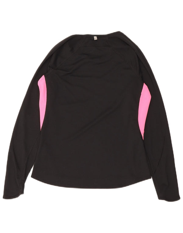 Top Nike Dri Fit da donna a maniche lunghe UK 12/14 Medium Black Colourblock