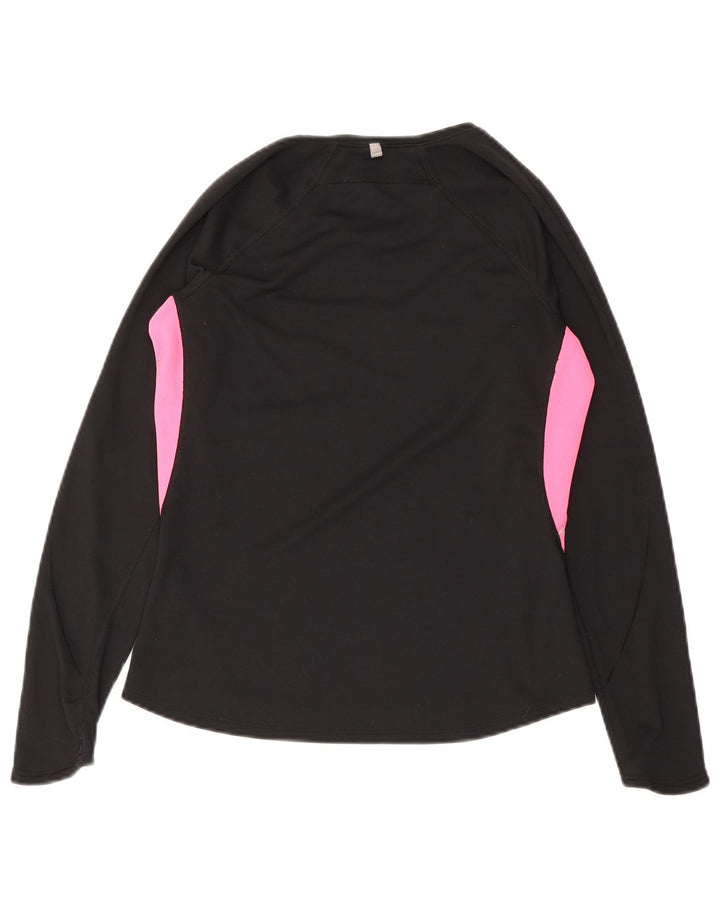 Top Nike Dri Fit da donna a maniche lunghe UK 12/14 Medium Black Colourblock