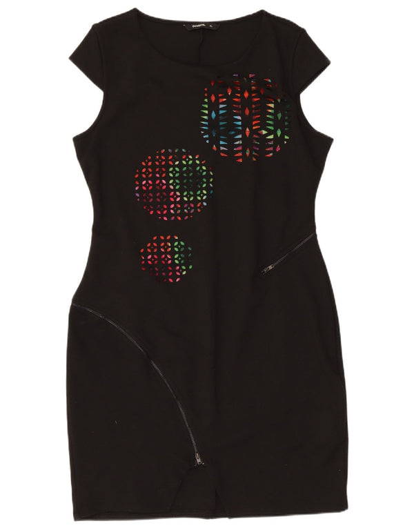 Abito tubino grafico da donna Desigual UK 18 XL Poliestere geometrico nero
