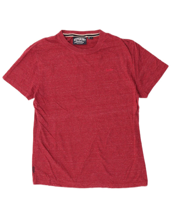 T-shirt da donna Superdry Top UK 16 grande cotone chiazzato rosso